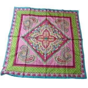 Vera Bradley Capri Melon Green Pink Silk Scarf Brand New With Tags 27'' Square